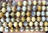CRB6319 6*10mm faceted rondelle yellow crazy lace agate beads