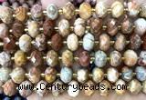 CRB6320 15 inches 6*10mm faceted rondelle crazy lace agate beads