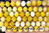 CRB6322 15 inches 6*10mm faceted rondelle yellow banded agate beads