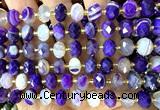 CRB6323 15 inches 6*10mm faceted rondelle purple banded agate beads
