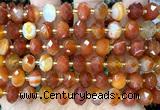CRB6325 15 inches 6*10mm faceted rondelle red banded agate beads