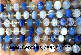 CRB6326 15 inches 6*10mm faceted rondelle blue banded agate beads