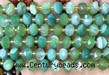 CRB6327 15 inches 6*10mm faceted rondelle green banded agate beads