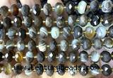 CRB6328 15 inches 6*10mm faceted rondelle coffee banded agate beads