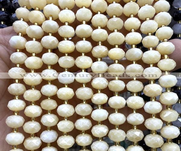 CRB6332 15 inches 6*10mm faceted rondelle yellow jade beads