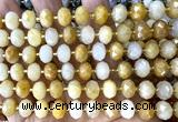 CRB6333 15 inches 6*10mm faceted rondelle yellow jade beads