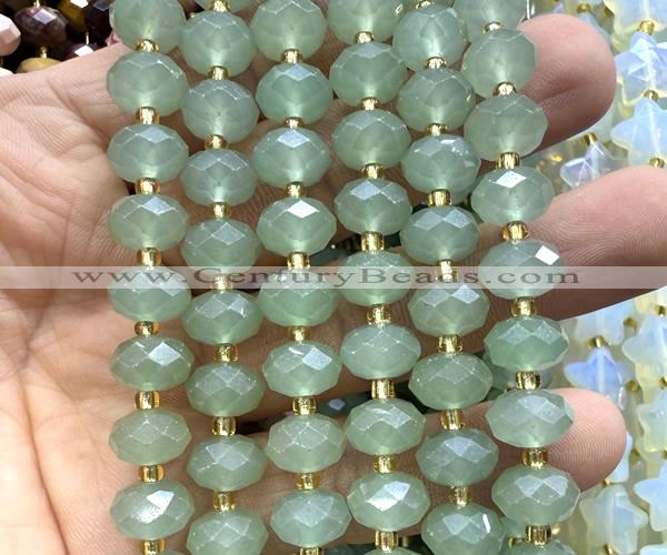 CRB6334 15 inches 6*10mm faceted rondelle green aventurine jade beads