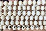 CRB6340 15 inches 6*10mm faceted rondelle white fossil jasper beads