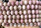 CRB6341 15 inches 6*10mm faceted rondelle pink wooden jasper beads