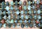 CRB6343 15 inches 6*10mm faceted rondelle blood jasper beads