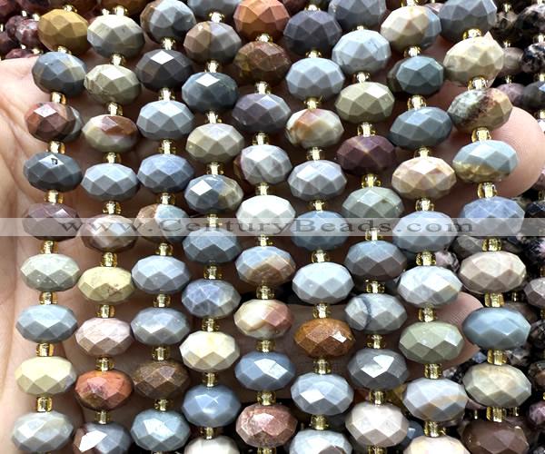 CRB6347 15 inches 6*10mm faceted rondelle American picture jasper beads