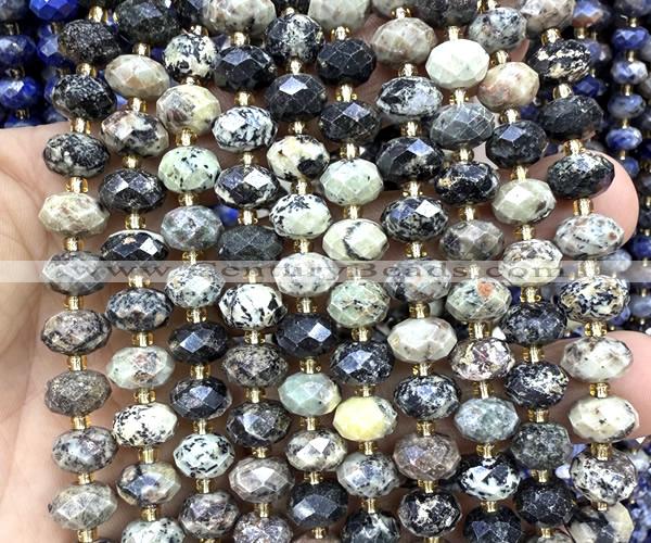 CRB6355 15 inches 6*10mm faceted rondelle yellow turquoise beads