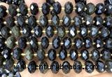 CRB6361 15 inches 6*10mm faceted rondelle golden obsidian beads