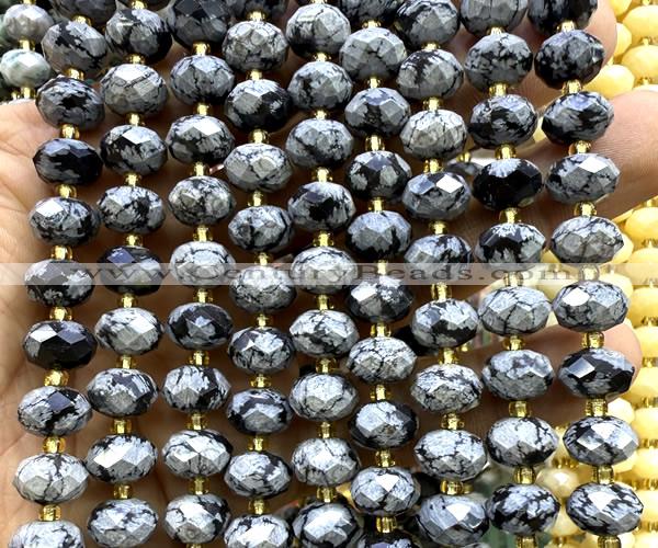 CRB6362 15 inches 6*10mm faceted rondelle snowflake obsidian beads