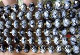 CRB6362 15 inches 6*10mm faceted rondelle snowflake obsidian beads