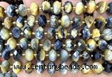 CRB6363 15 inches 6*10mm faceted rondelle golden & blue tiger eye beads