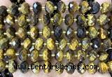 CRB6364 15 inches 6*10mm faceted rondelle yellow tiger eye beads