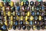 CRB6367 15 inches 6*10mm faceted rondelle colorful tiger eye beads