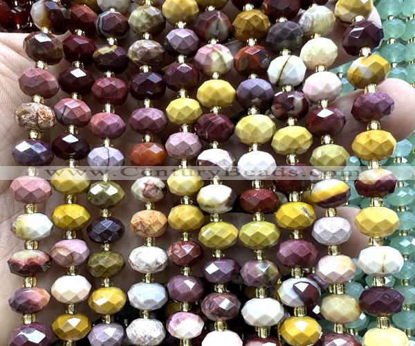 CRB6368 15 inches 6*10mm faceted rondelle mookaite beads