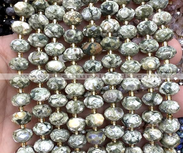 CRB6370 15 inches 6*10mm faceted rondelle rhyolite beads