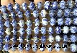 CRB6374 15 inches 6*10mm faceted rondelle blue spot stone beads