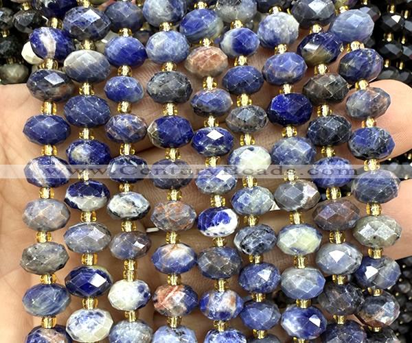 CRB6375 15 inches 6*10mm faceted rondelle sodalite beads
