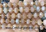 CRB6380 15 inches 6*10mm faceted rondelle sunstone beads