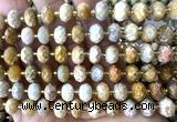 CRB6382 15 inches 6*10mm faceted rondelle fossil coral beads