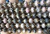 CRB6383 15 inches 6*10mm faceted rondelle rhodonite beads