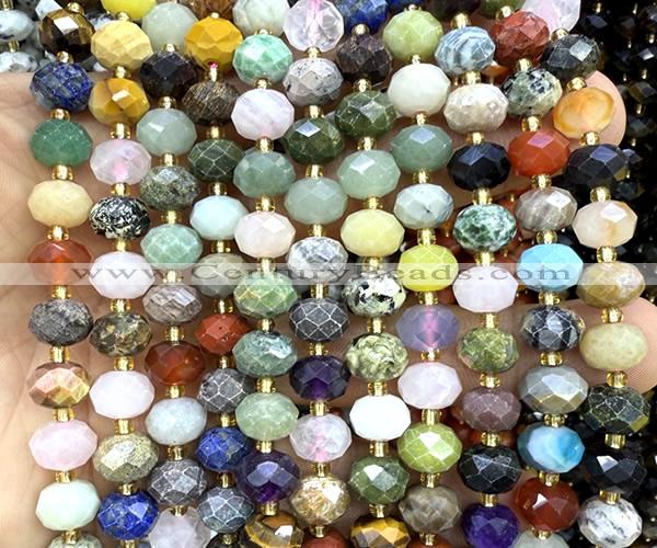 CRB6385 15 inches 6*10mm faceted rondelle colorful gemstone beads