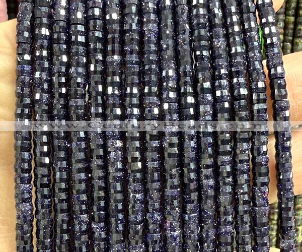 CRB6616 15 inches 2*4mm faceted heishi blue goldstone beads