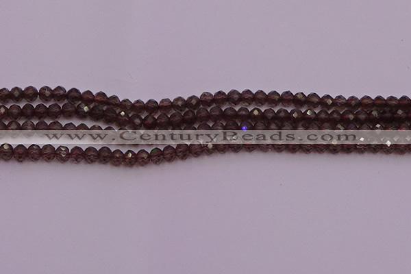 CRB720 15.5 inches 3*4mm faceted rondelle smoky quartz beads