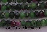 CRB725 15.5 inches 2.5*4mm faceted rondelle ruby zoisite beads