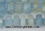 CRB802 15.5 inches 6*10mm faceted rondelle aquamarine beads