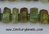 CRB850 15.5 inches 6*10mm faceted rondelle green garnet beads