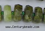 CRB853 15.5 inches 8*16mm faceted rondelle green garnet beads