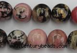 CRD05 15.5 inches 14mm round natural rhodonite gemstone beads