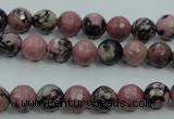 CRD11 15.5 inches 6mm faceted round rhodonite gemstone beads