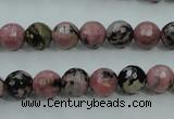 CRD12 15.5 inches 8mm faceted round rhodonite gemstone beads