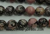 CRD14 15.5 inches 10mm faceted round rhodonite gemstone beads