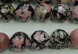 CRD17 15.5 inches 16mm faceted round rhodonite gemstone beads