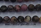 CRD23 15.5 inches 4mm round matte rhodonite beads wholesale