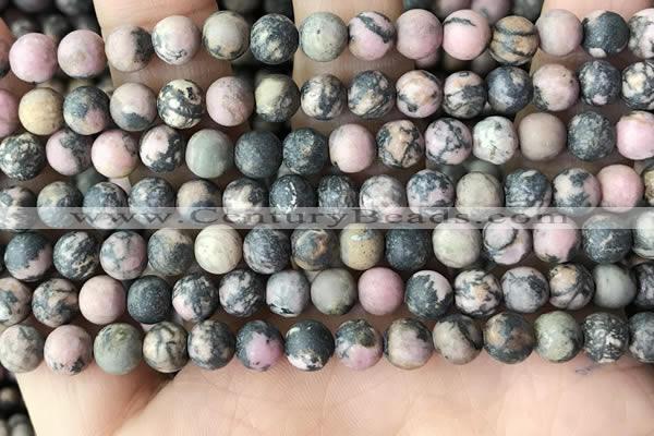 CRD31 15.5 inches 6mm round matte rhodonite beads wholesale