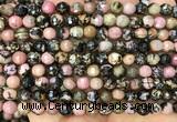CRD373 15 inches 6mm faceted round rhodonite beads wholesale