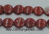 CRE06 16 inches 12mm flat round natural red jasper beads wholesale