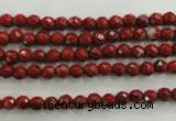 CRE151 15.5 inches 4mm faceted round red jasper beads wholesale