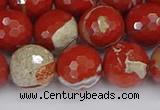 CRE334 15.5 inches 12mm faceted round red jasper beads