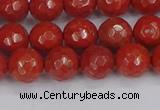 CRE340 15.5 inches 8mm faceted round red jasper beads