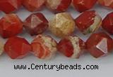 CRE346 15.5 inches 8mm faceted nuggets red jasper beads