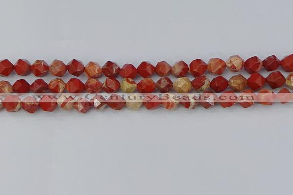 CRE346 15.5 inches 8mm faceted nuggets red jasper beads